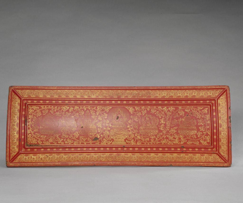 图片[1]-Red paint gold eight auspicious patterns scripture splint-China Archive